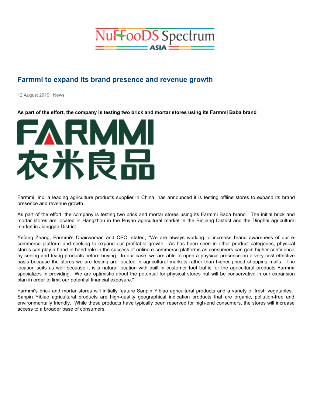 Farmmi to Expand Its Brand Presence and Revenue Growth