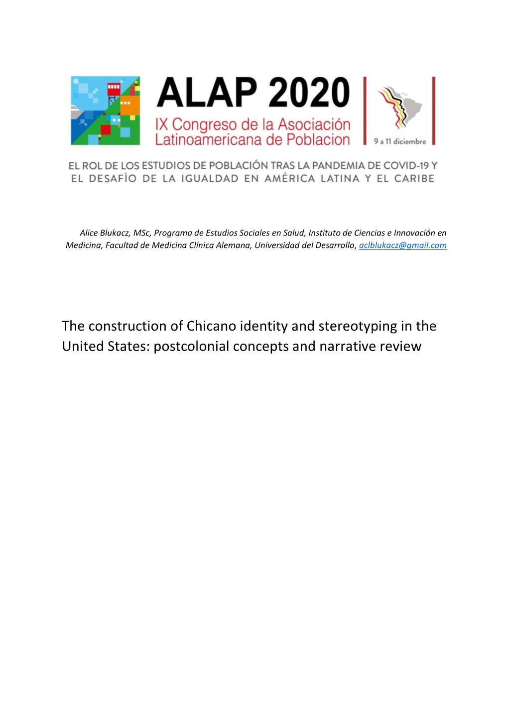 The Construction of Chicano Identity and Stereotyping in the United States: Postcolonial Concepts and Narrative Review