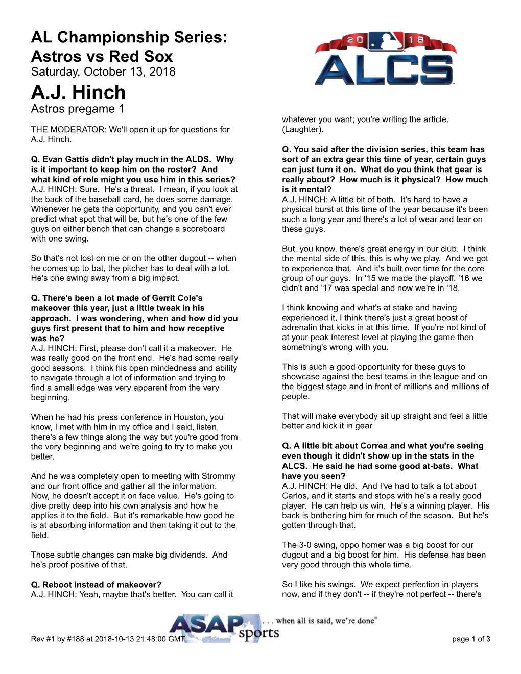 A.J. Hinch Astros Pregame 1 Whatever You Want; You're Writing the Article