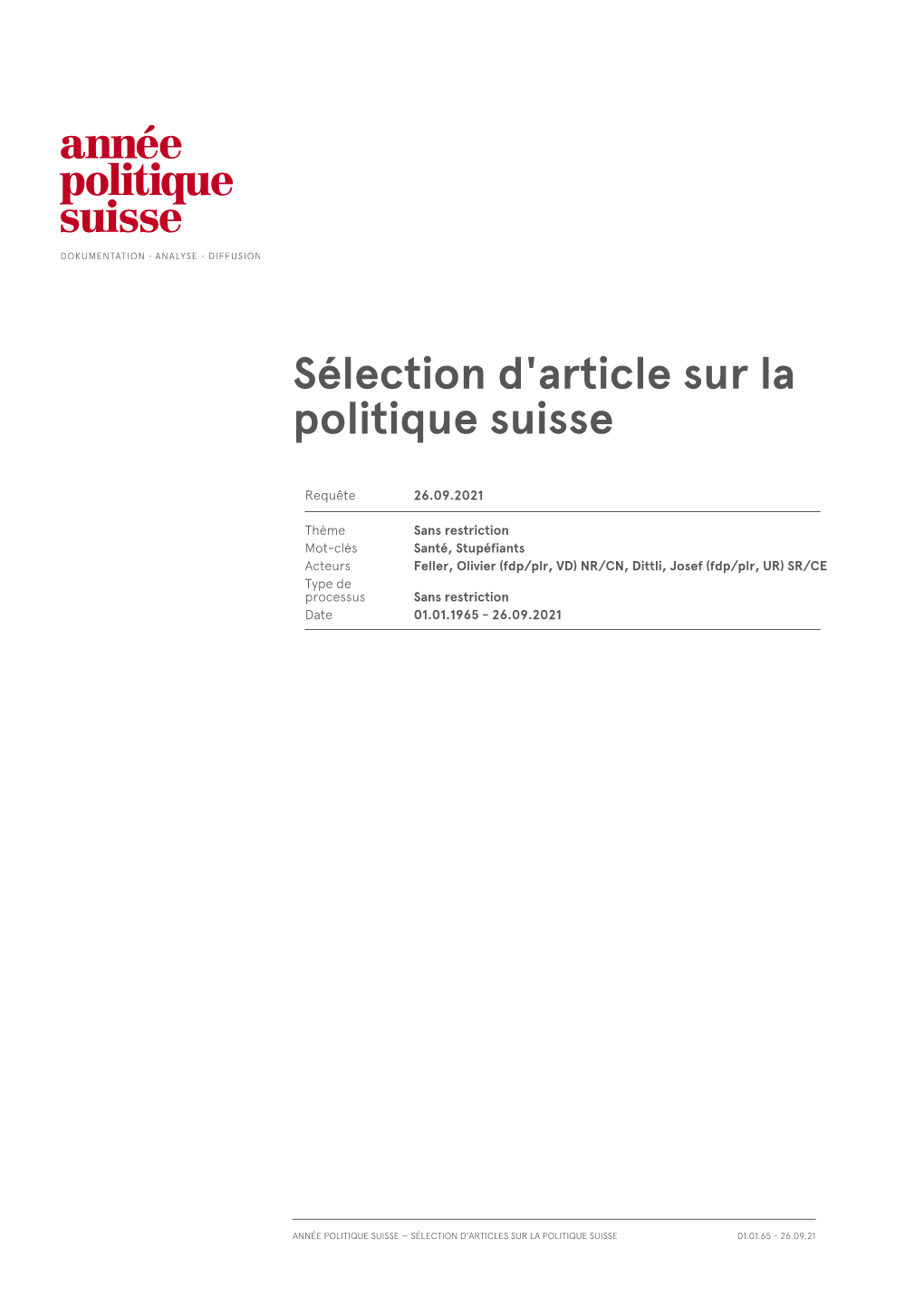 Sélection D'article Sur La Politique Suisse