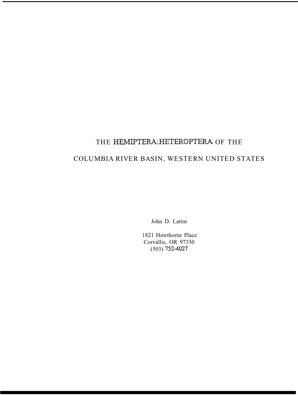 The Hemiptera:Heteroptera of The