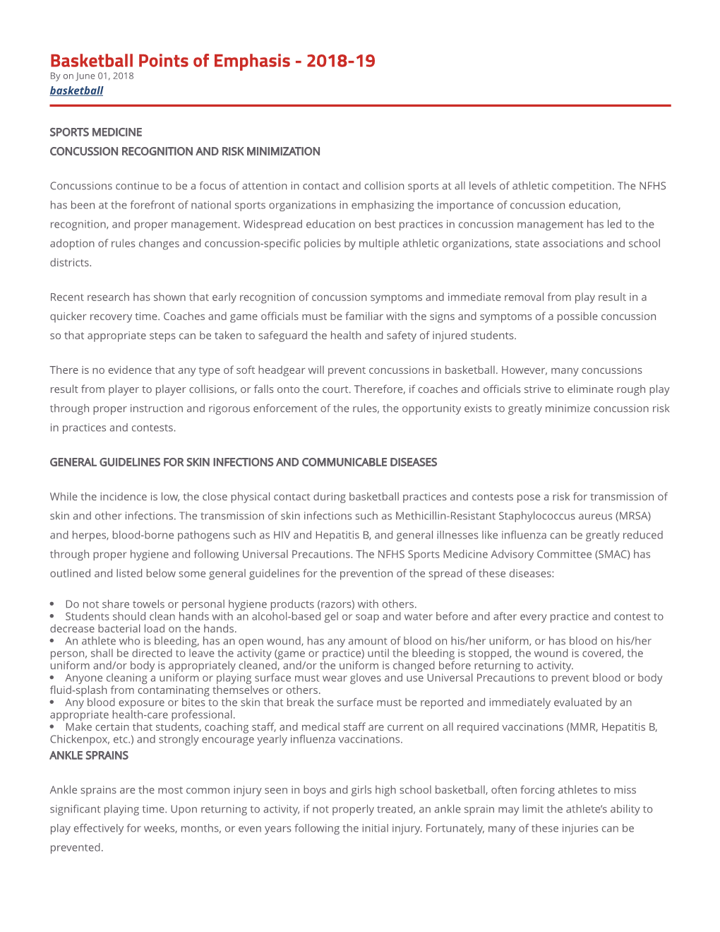 Basketball Points of Emphasis - 2018-19 by on June 01, 2018 Basketball