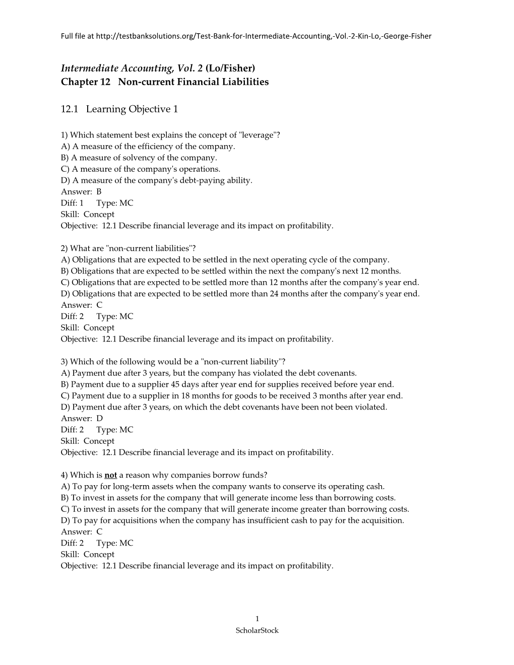 Intermediate Accounting, Vol. 2 (Lo/Fisher)