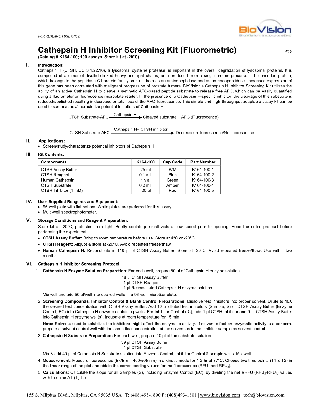 K164-100 Cathepsin H Inhibitor Screening Kit (Fluorometric)