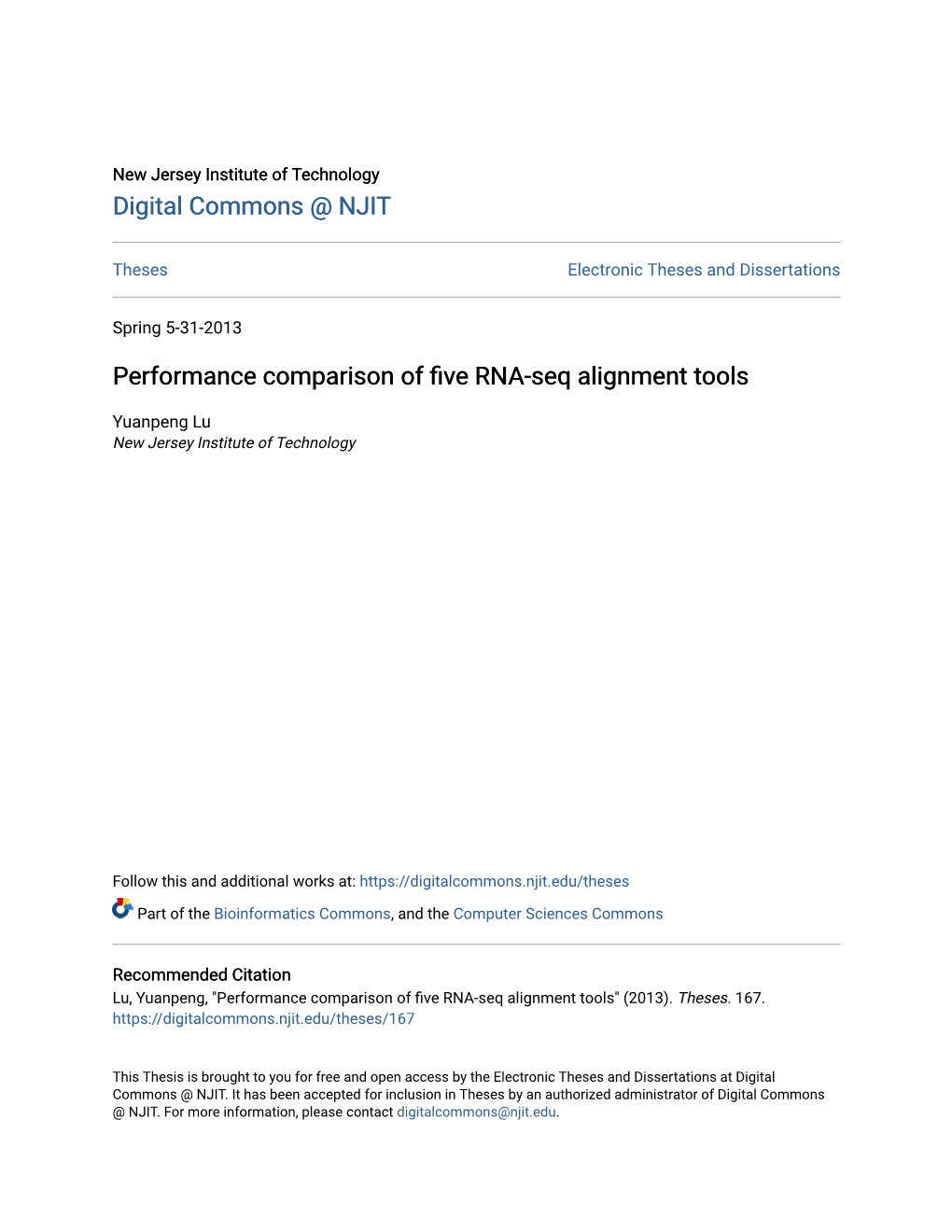 Performance Comparison of Five RNA-Seq Alignment Tools