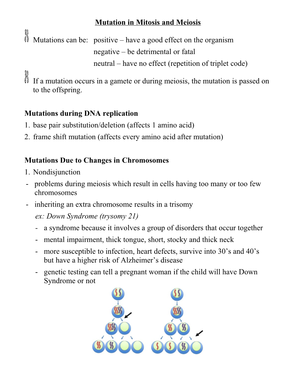 Mutation in Mitosis and Meiosis