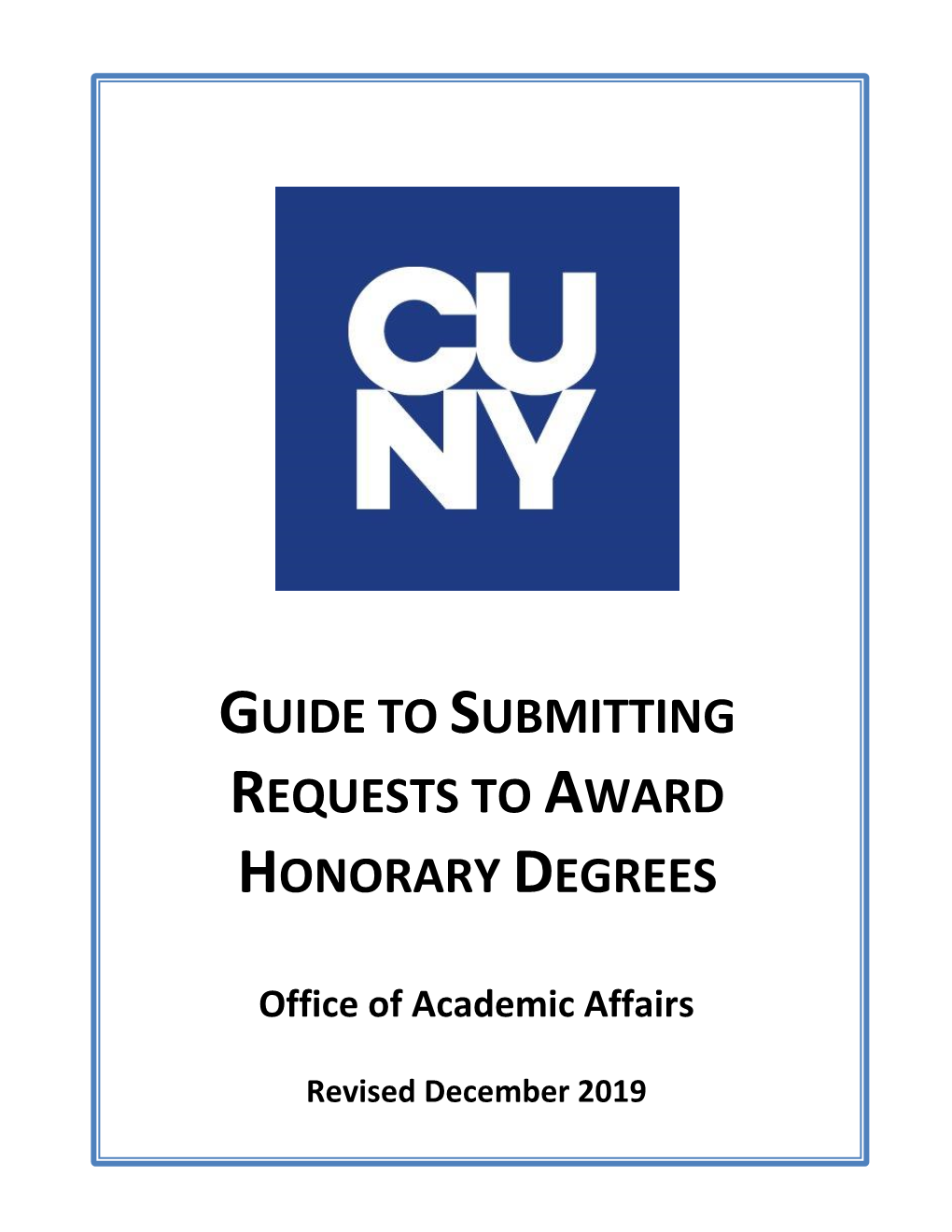 Guide to Submitting Requests to Award Honorary Degrees