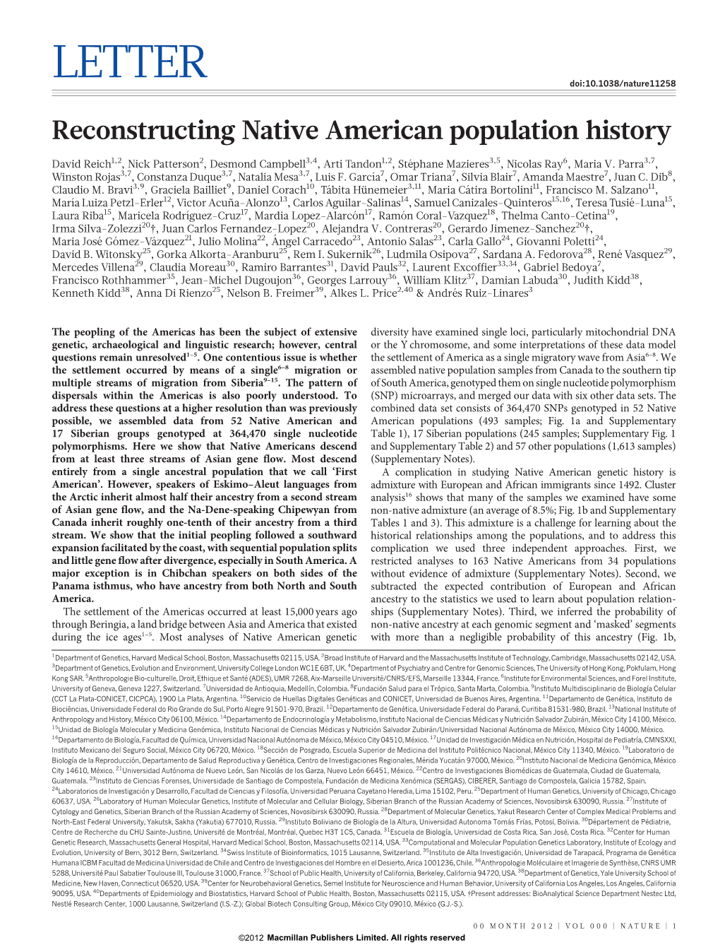 Reconstructing Native American Population History