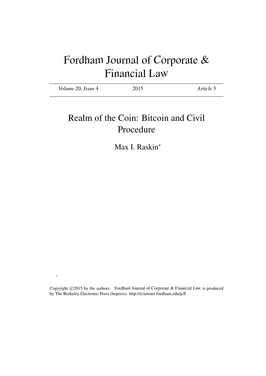 Fordham Journal of Corporate & Financial