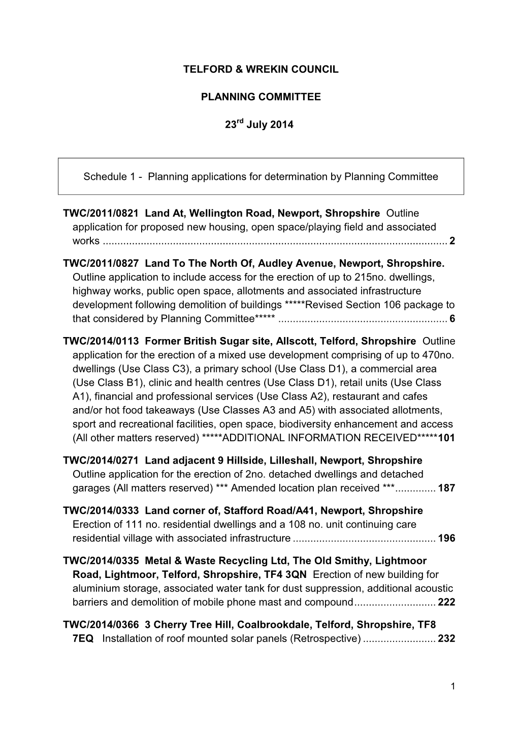 Telford & Wrekin Council Planning Committee 23