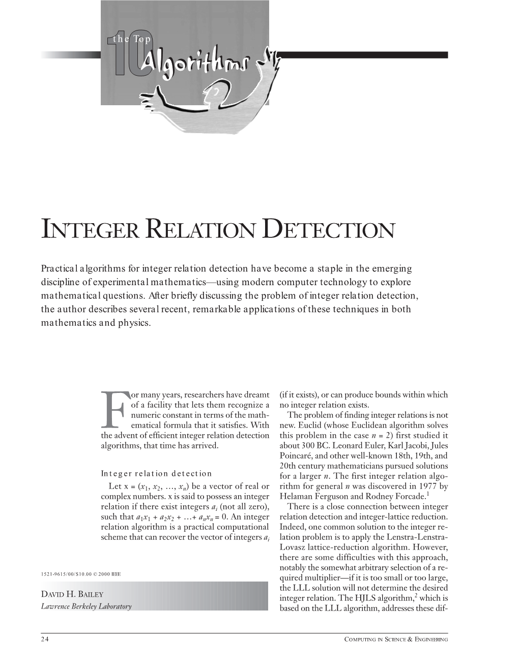 Integer Relation Detection