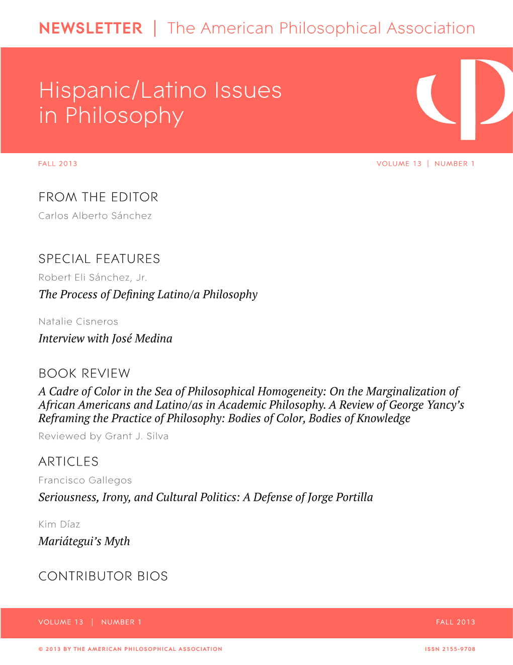 Hispanic/Latino Issues in Philosophy