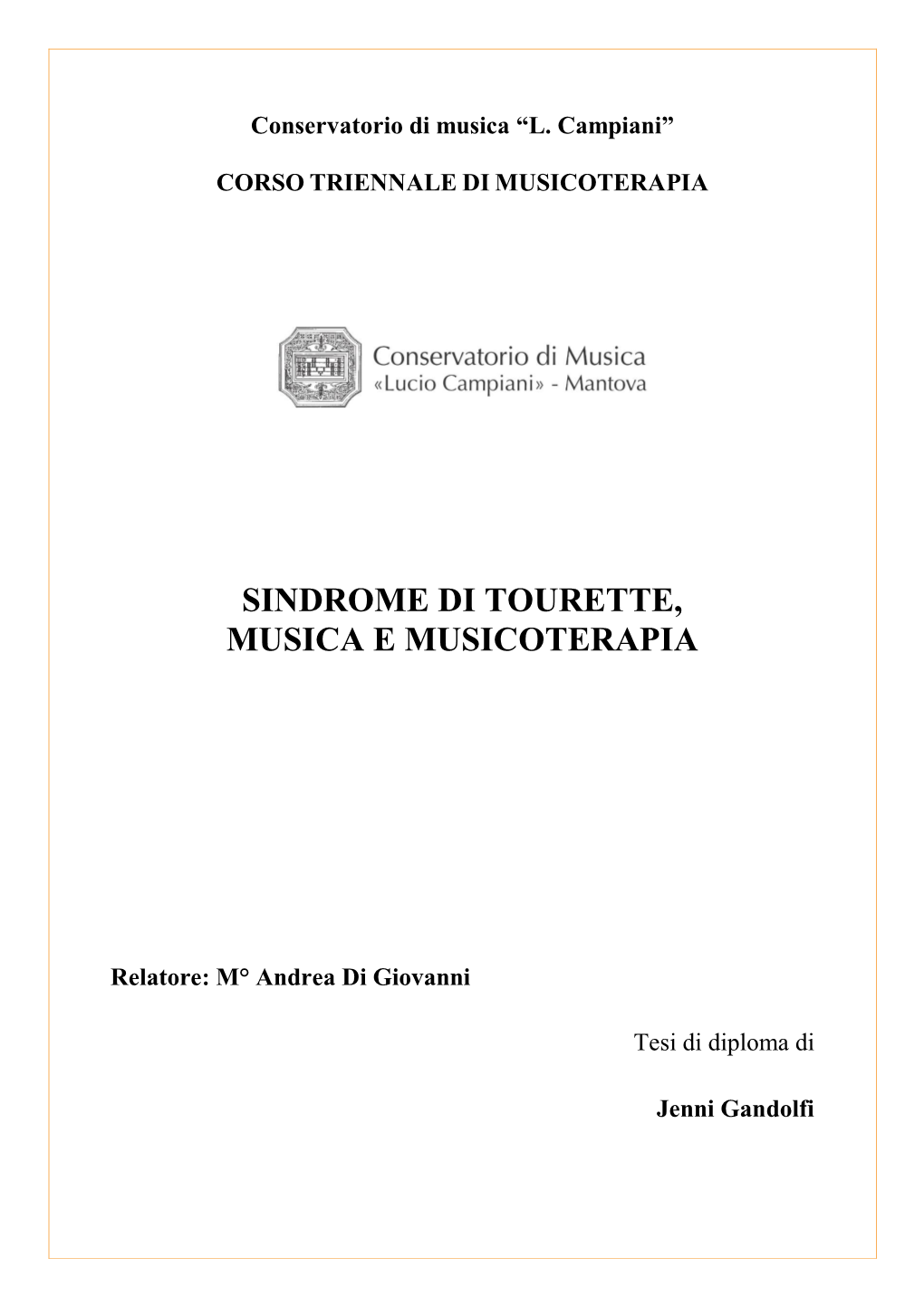 Sindrome Di Tourette, Musica E Musicoterapia