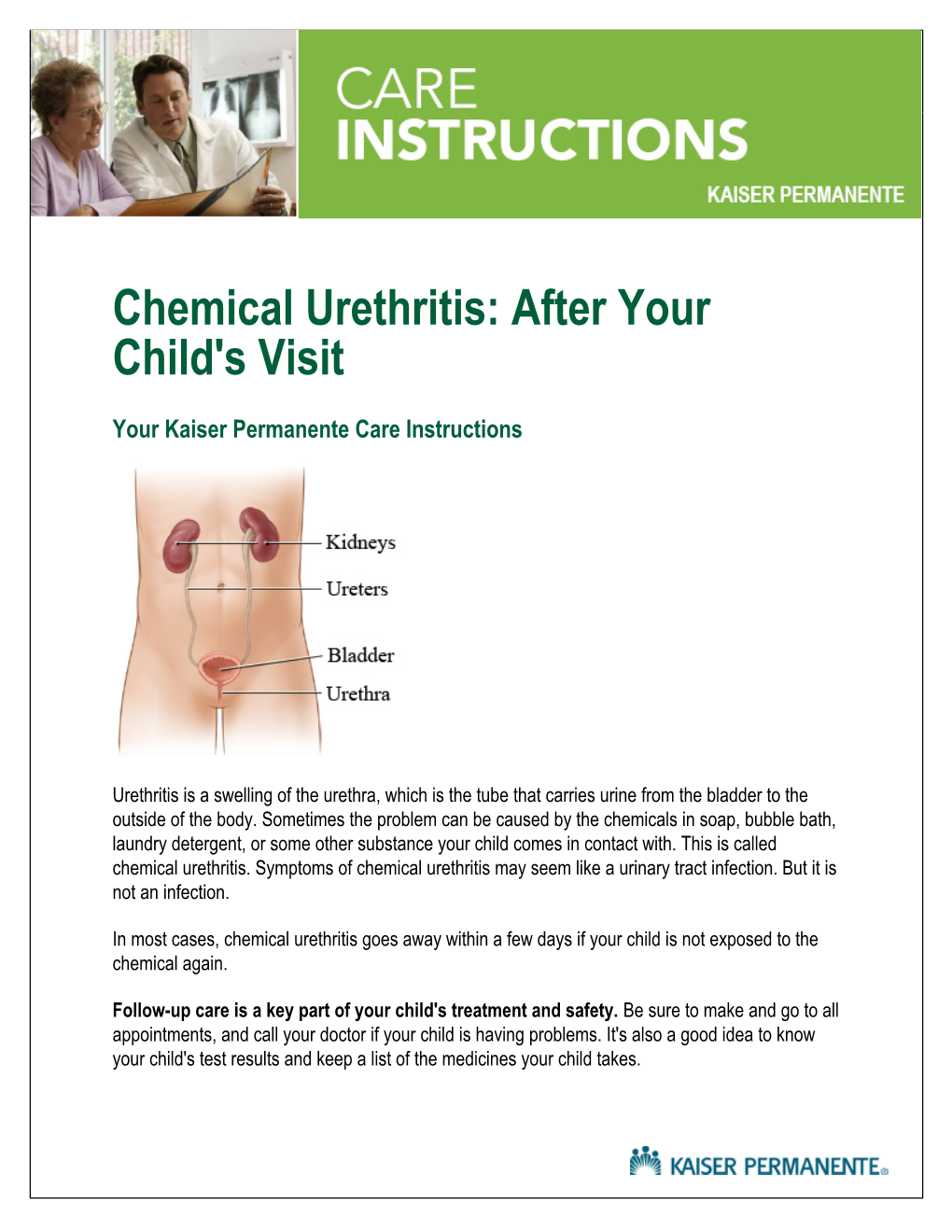 Chemical Urethritis: After Your Child's Visit