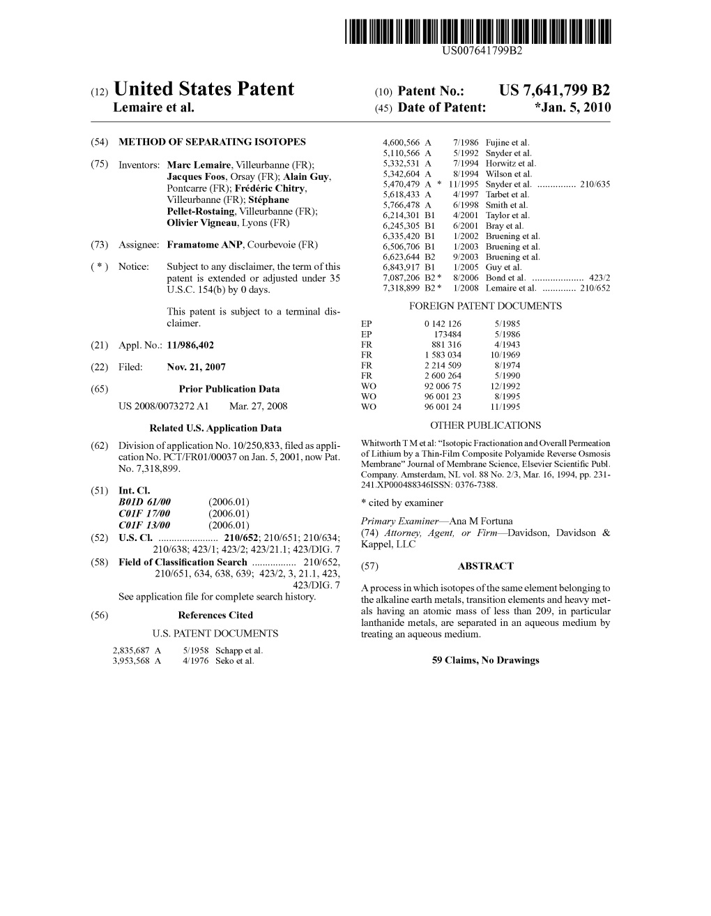 (12) United States Patent (10) Patent No.: US 7,641,799 B2 210,638.433