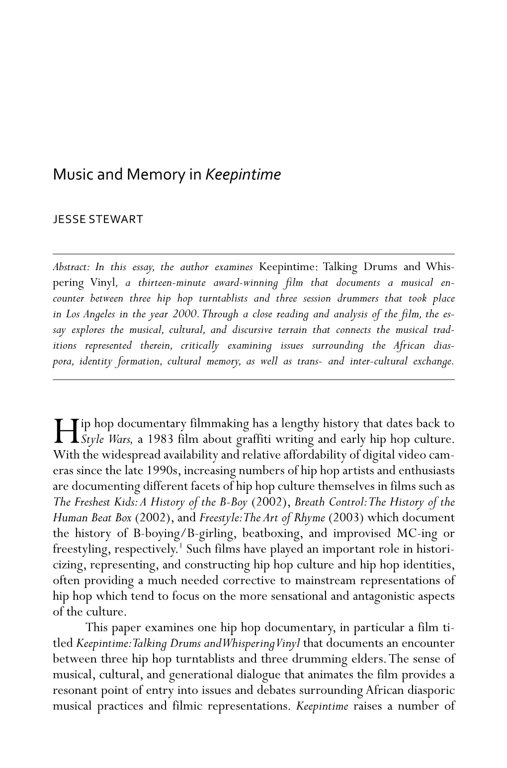 Music and Memory in Keepintime