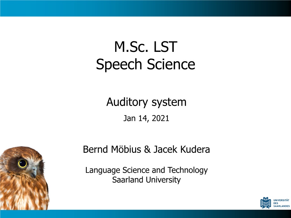 M.Sc. LST Speech Science