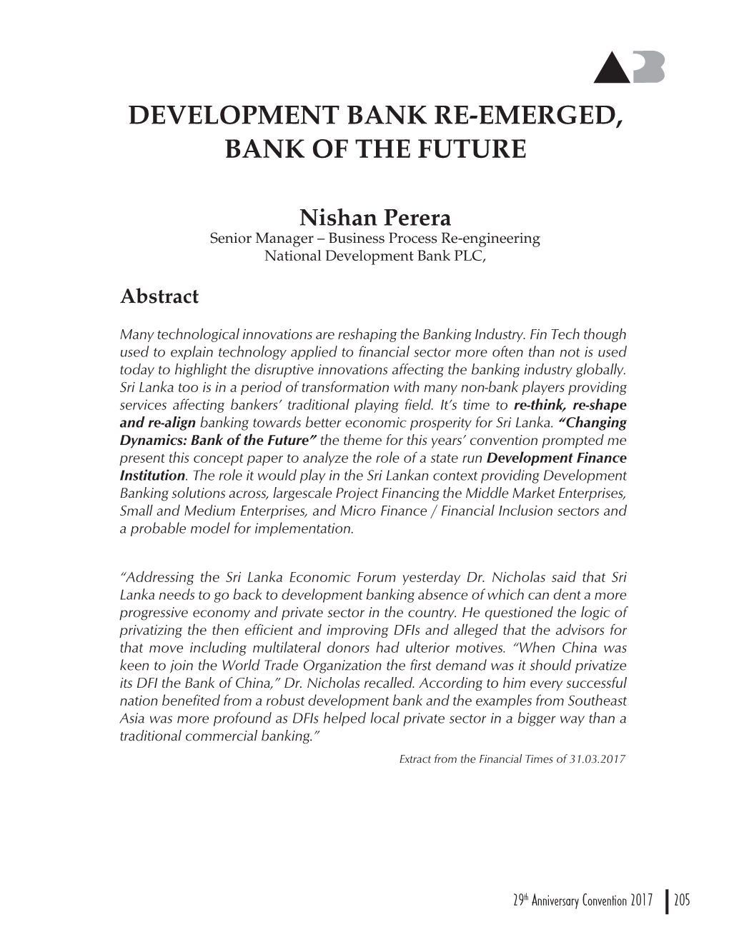 Development Bank Re-Emerged, Bank of the Future