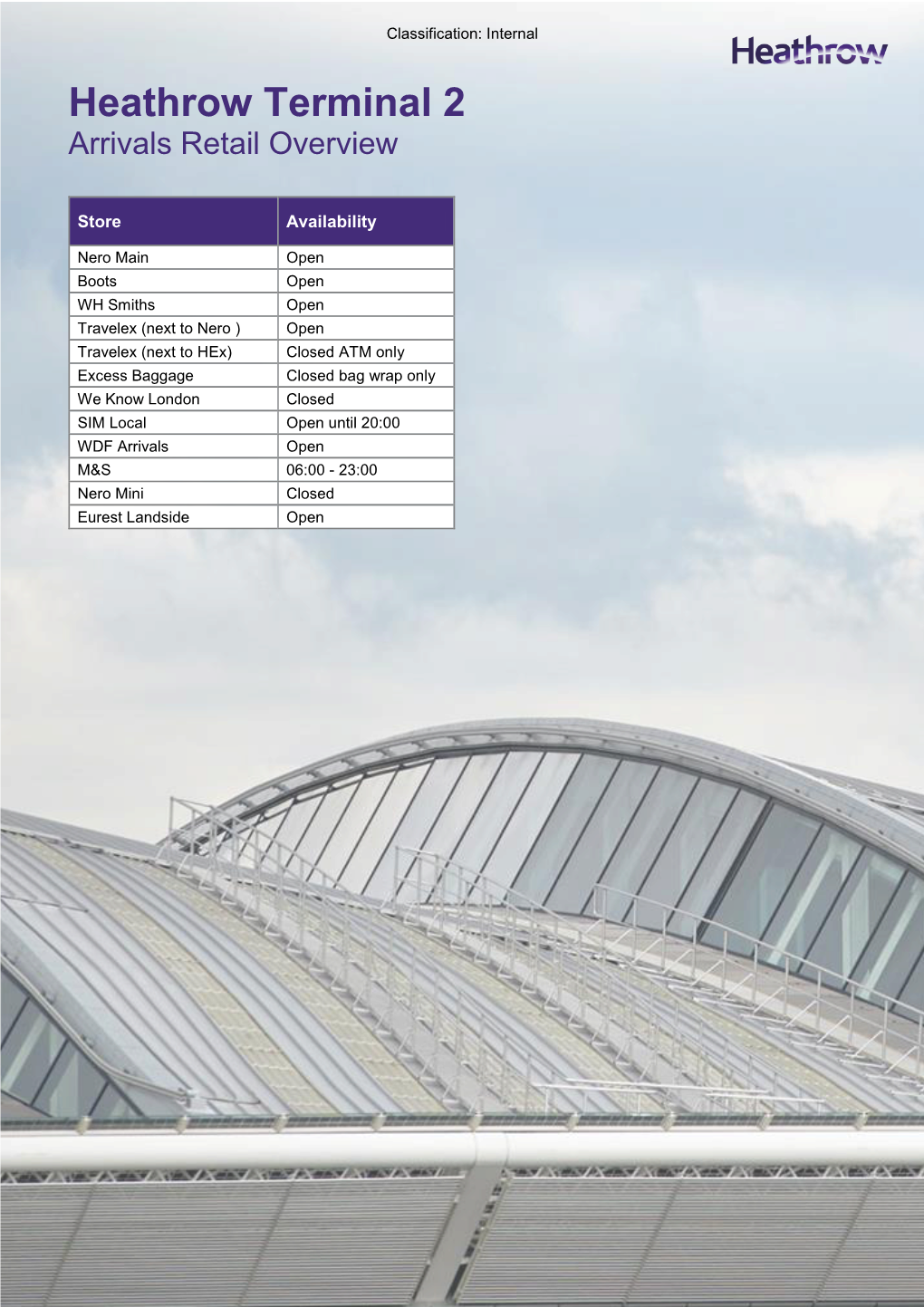 Heathrow Terminal 2 Arrivals Retail Overview