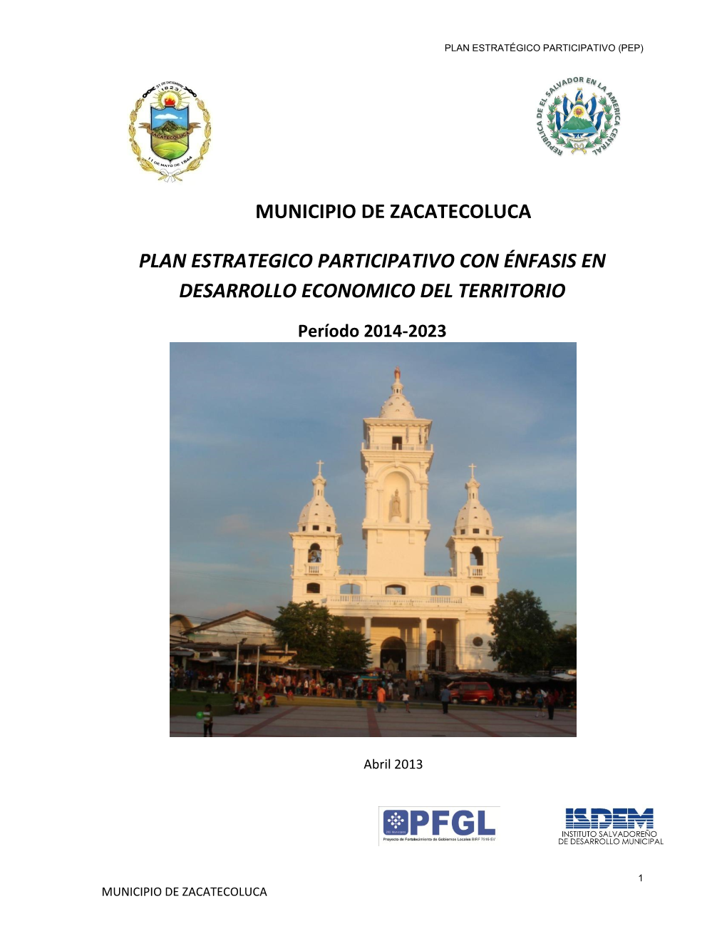 Municipio De Zacatecoluca Plan Estrategico Participativo Con Énfasis