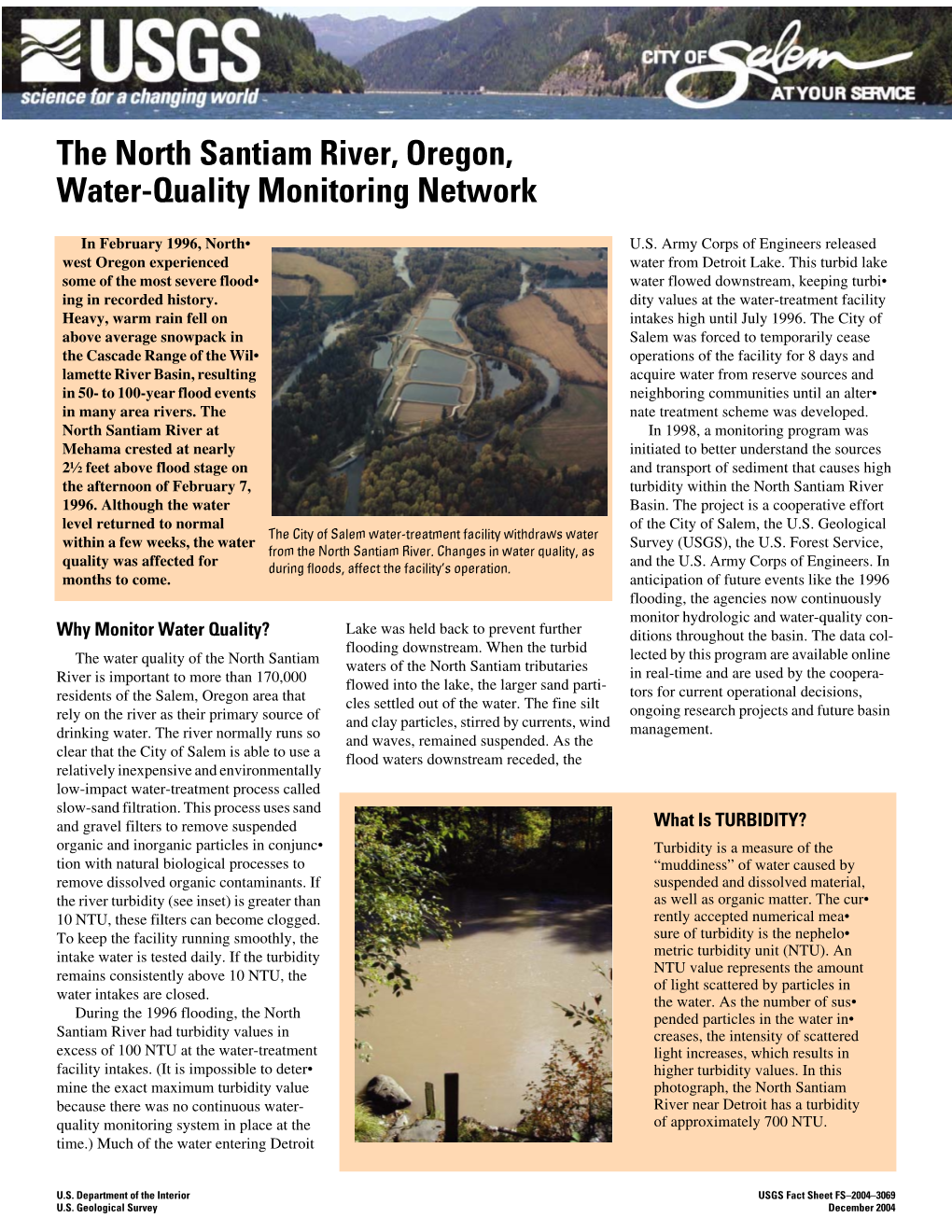 The North Santiam River, Oregon, Water-Quality Monitoring Network