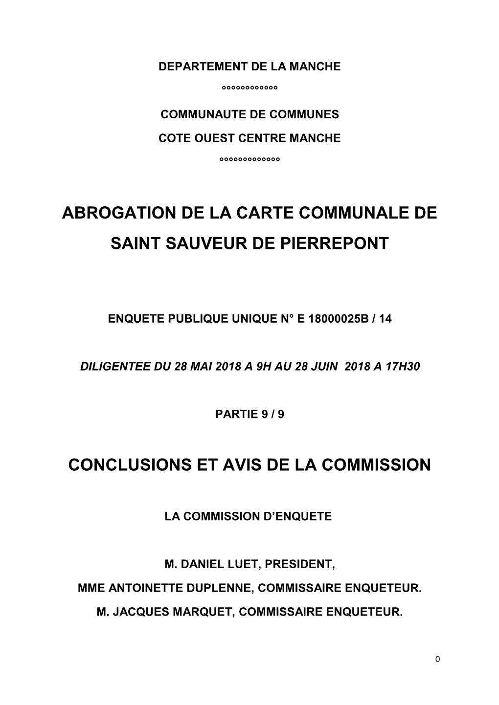 Abrogation De La Carte Communale De Saint Sauveur De Pierrepont Conclusions Et Avis De La Commission