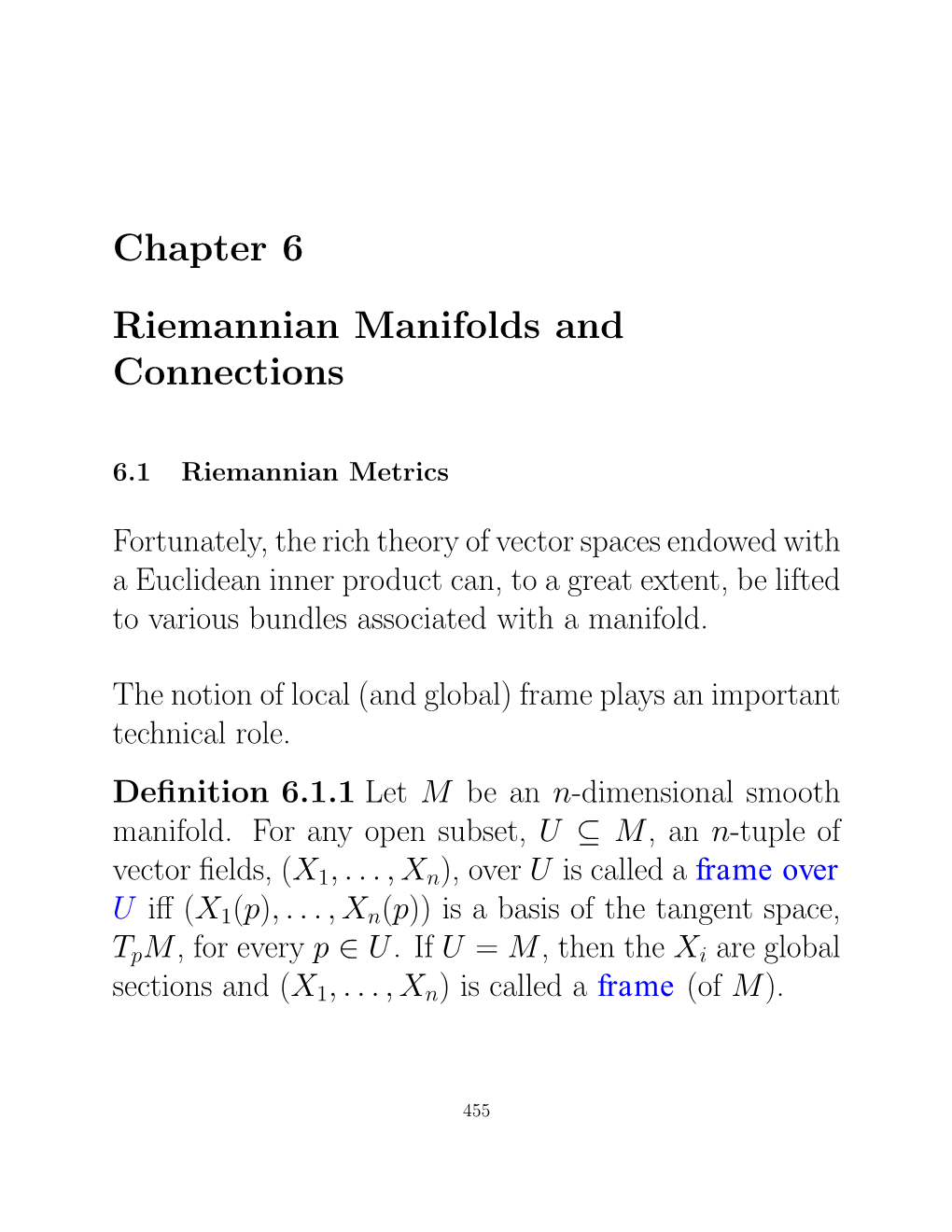 Riemannian Manifolds and Connections