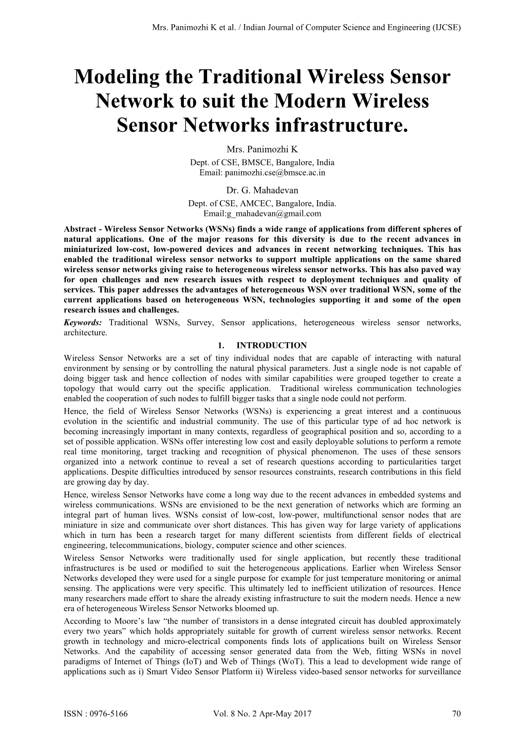Modeling the Traditional Wireless Sensor Network to Suit the Modern Wireless Sensor Networks Infrastructure