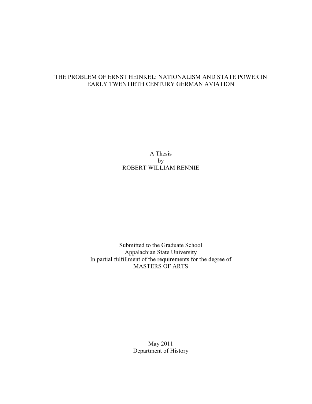 The Problem of Ernst Heinkel: Nationalism and State Power in Early Twentieth Century German Aviation