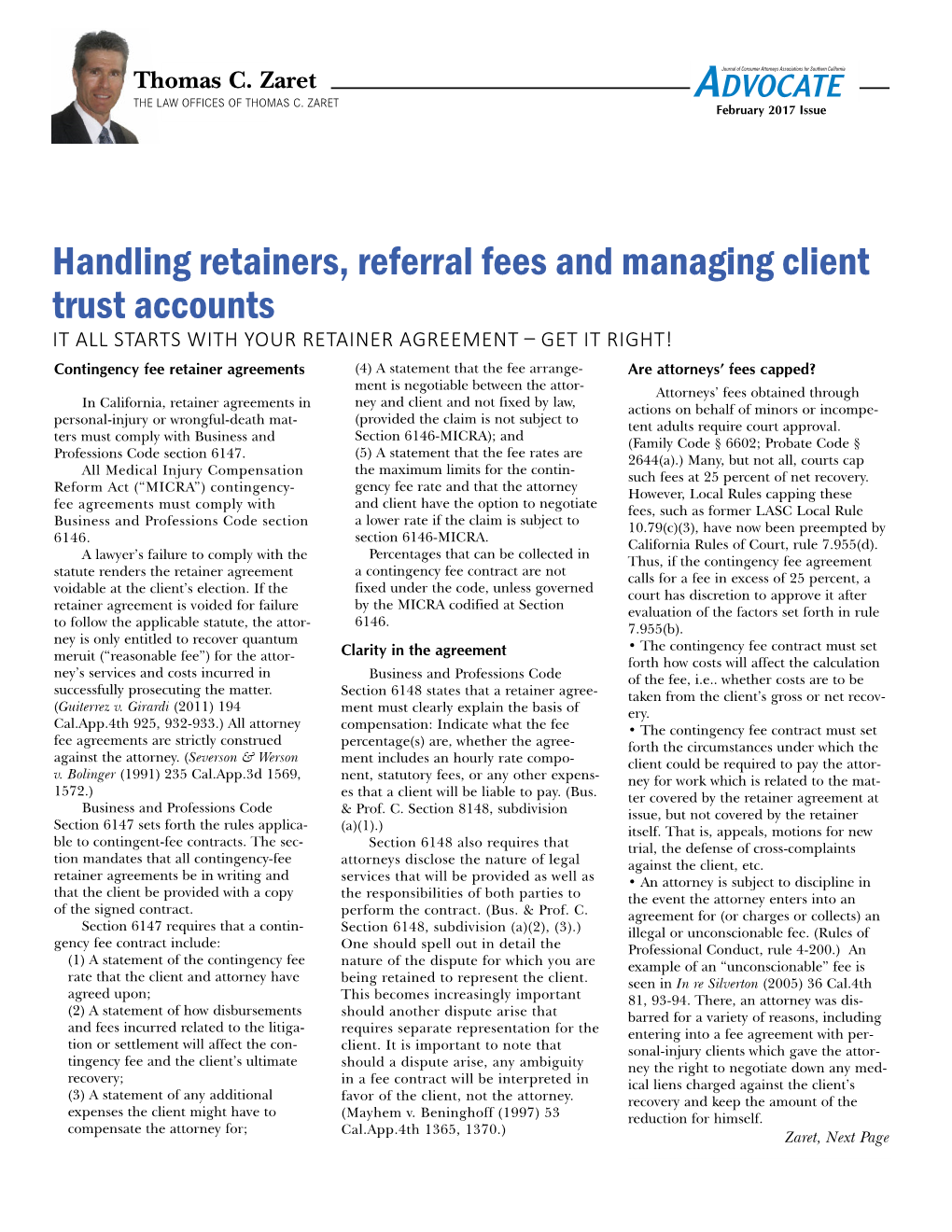 Handling Retainers, Referral Fees and Managing Client Trust Accounts