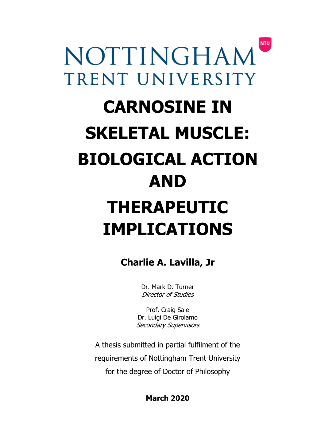 Carnosine in Skeletal Muscle: Biological Action and Therapeutic Implications