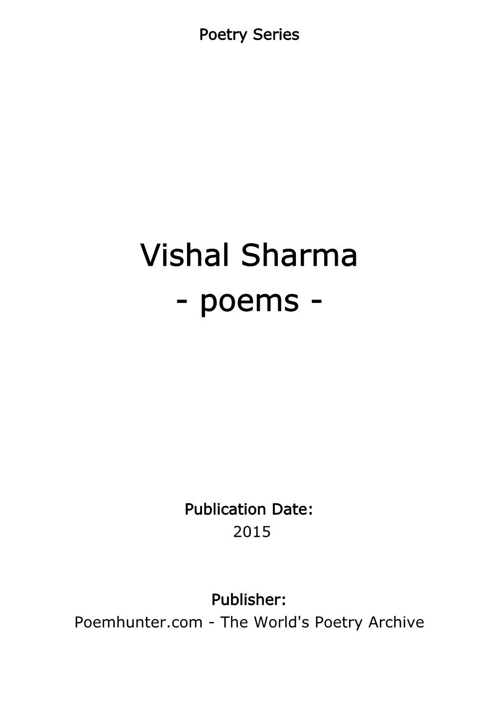 Vishal Sharma - Poems