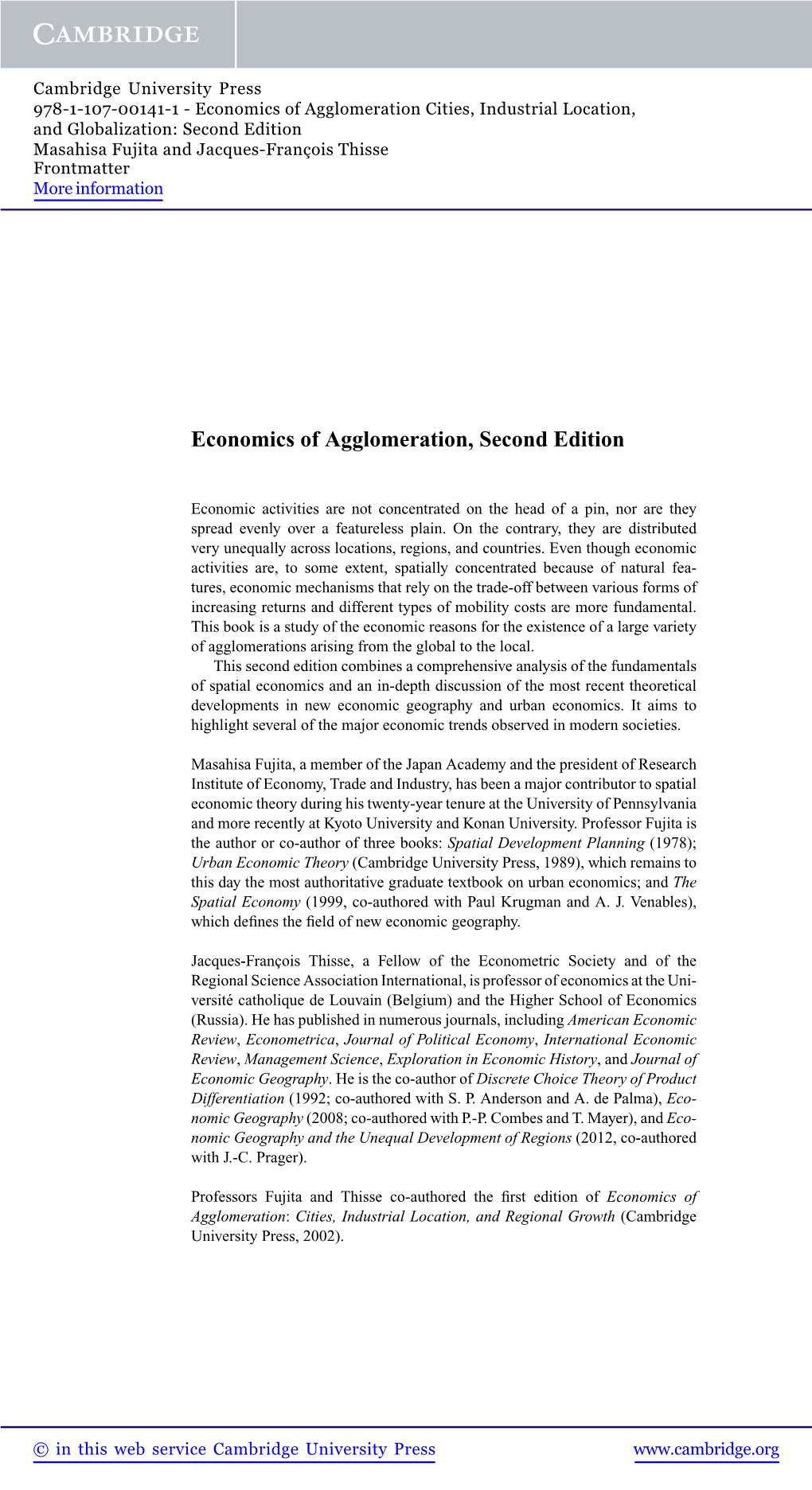 Economics of Agglomeration, Second Edition