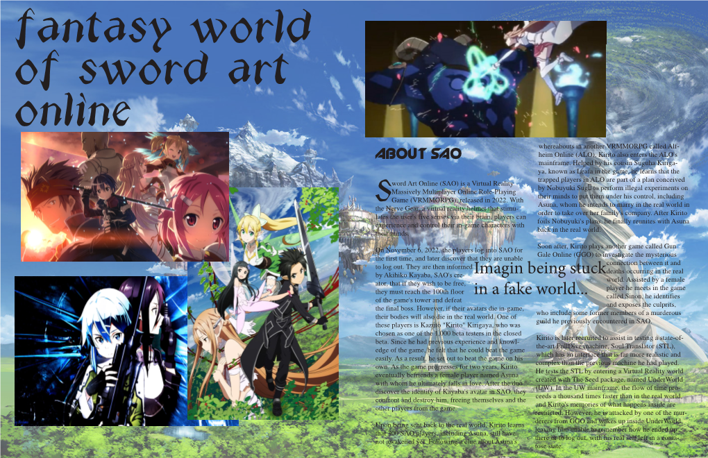 Fantasy World of Sword Art Online Whereabouts in Another VRMMORPG Called Alf- Heim Online (ALO), Kirito Also Enters the ALO's About Sao Mainframe