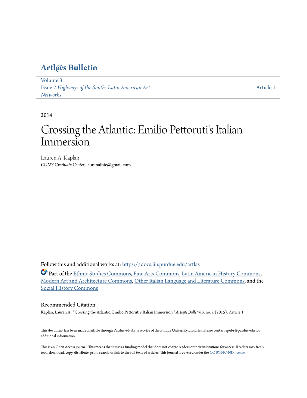 Emilio Pettoruti's Italian Immersion Lauren A