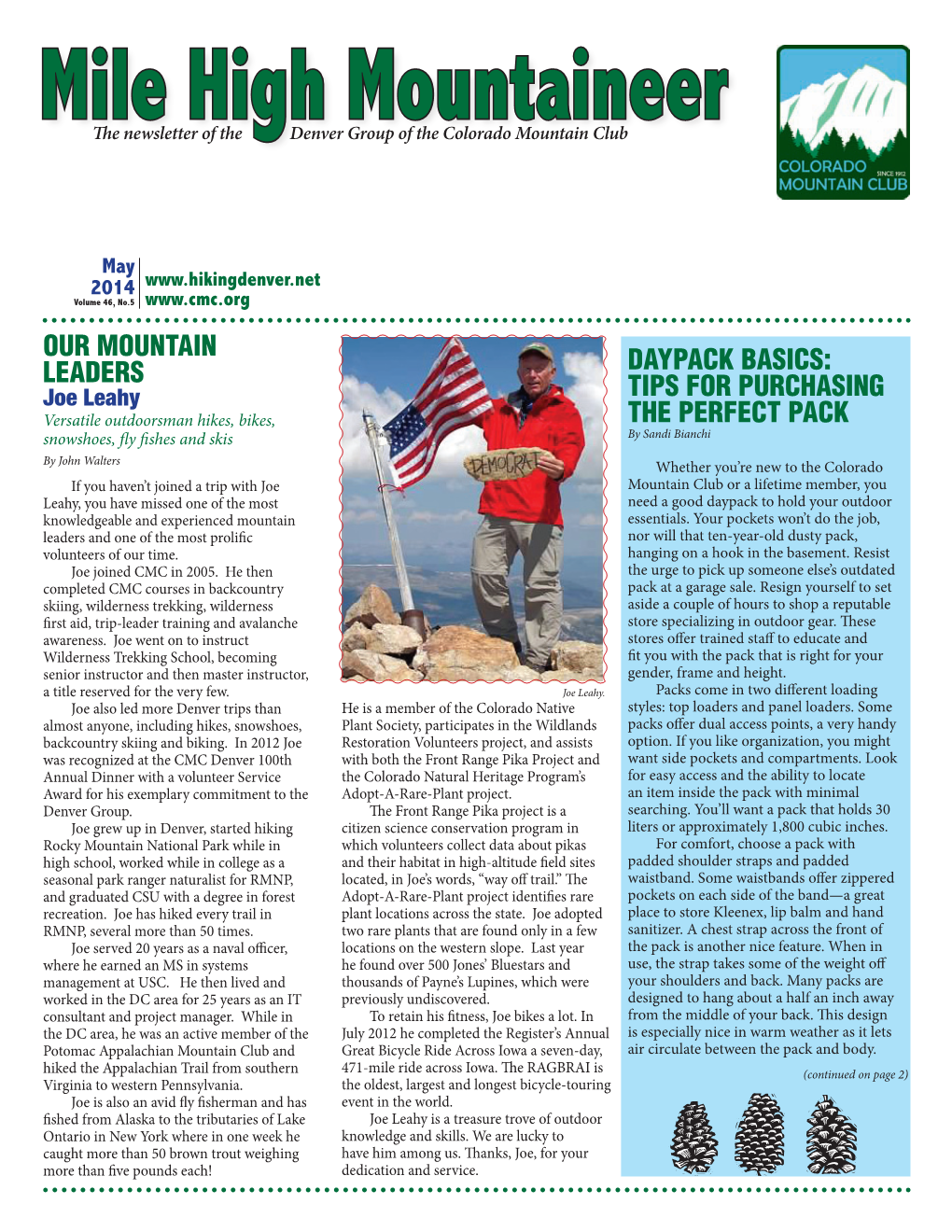 Mile High Mountaineer the Newsletter of the Denver Group of the Colorado Mountain Club