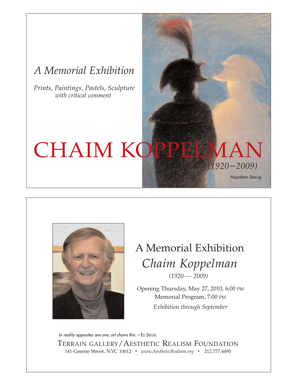 2010 Memorial Exhibition Announcement