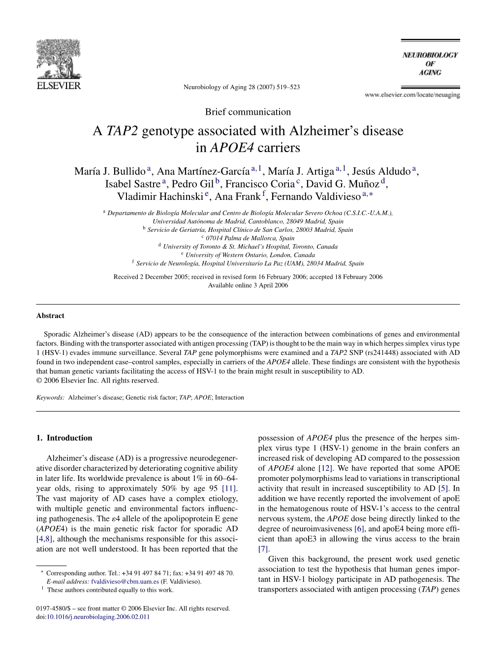 A TAP2 Genotype Associated with Alzheimer's Disease in APOE4