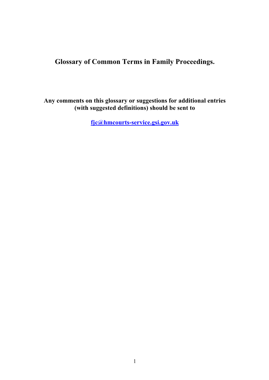 Glossary of Terms in Family Proceedings