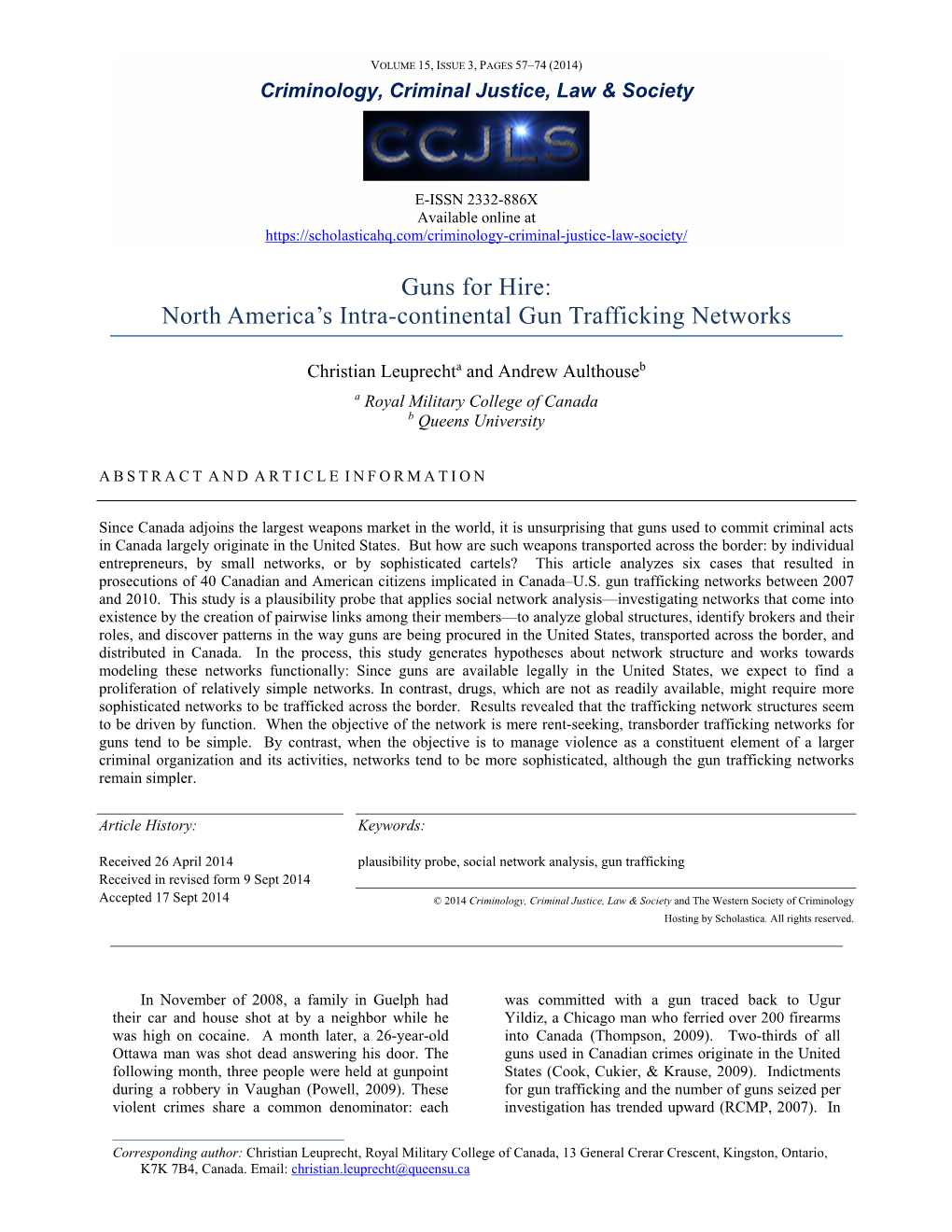 North America's Intra-Continental Gun Trafficking Networks