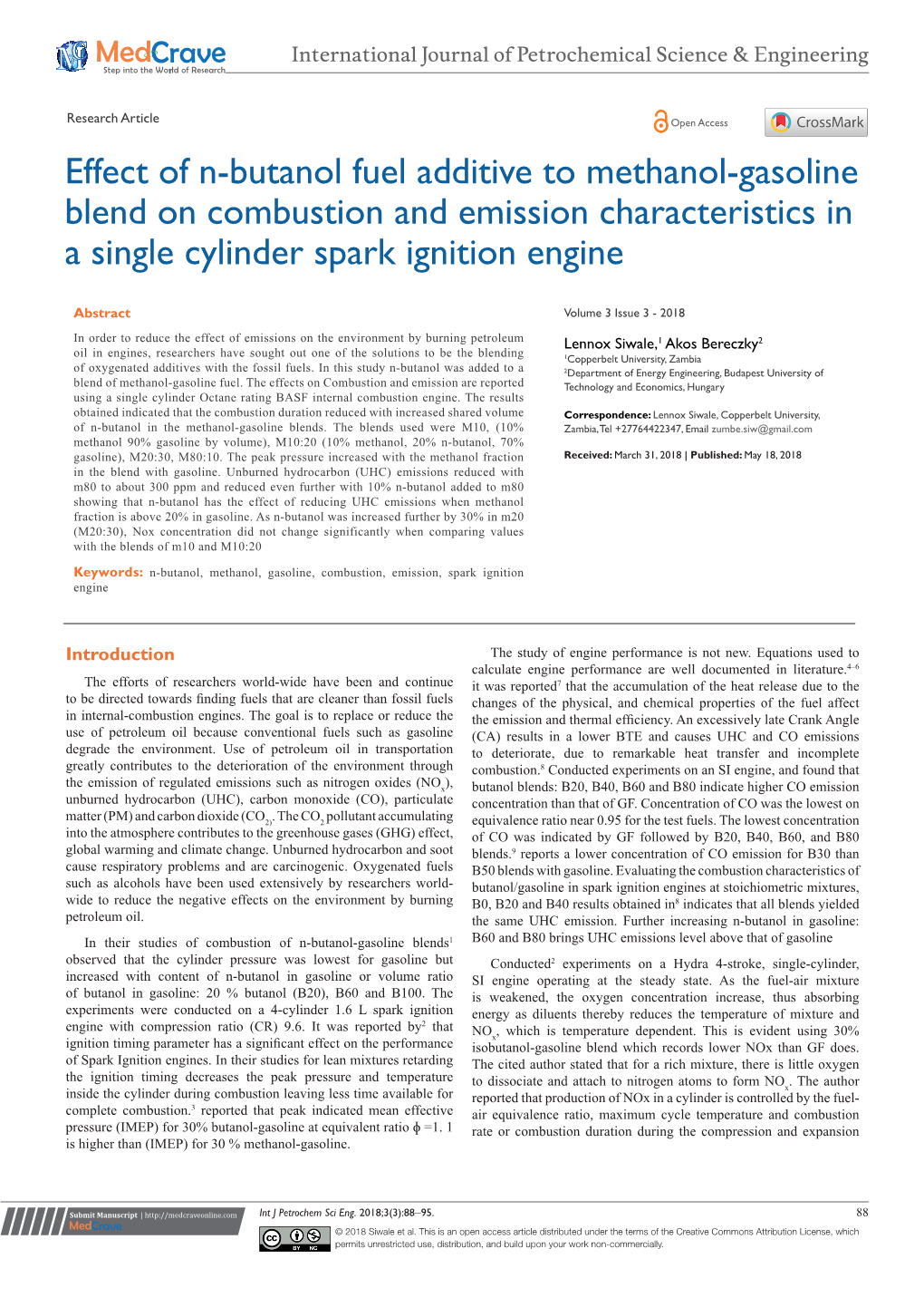 Effect of N-Butanol Fuel Additive to Methanol-Gasoline Blend on Combustion and Emission Characteristics in a Single Cylinder Spark Ignition Engine