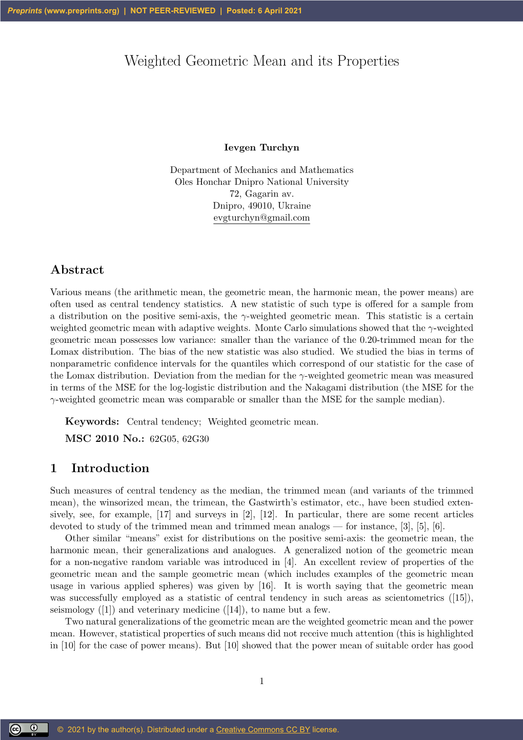 Weighted Geometric Mean and Its Properties