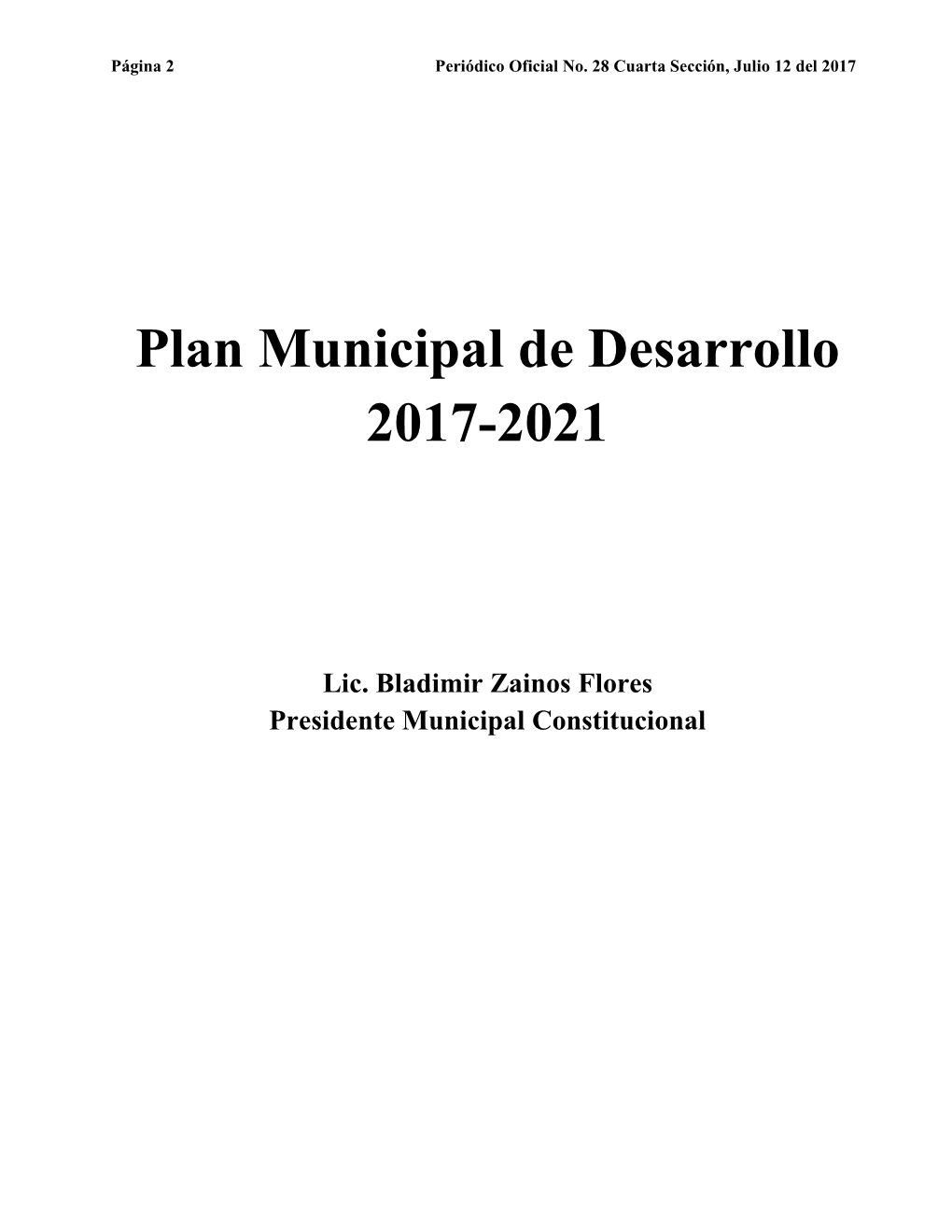 Plan Municipal De Desarrollo 2017-2021