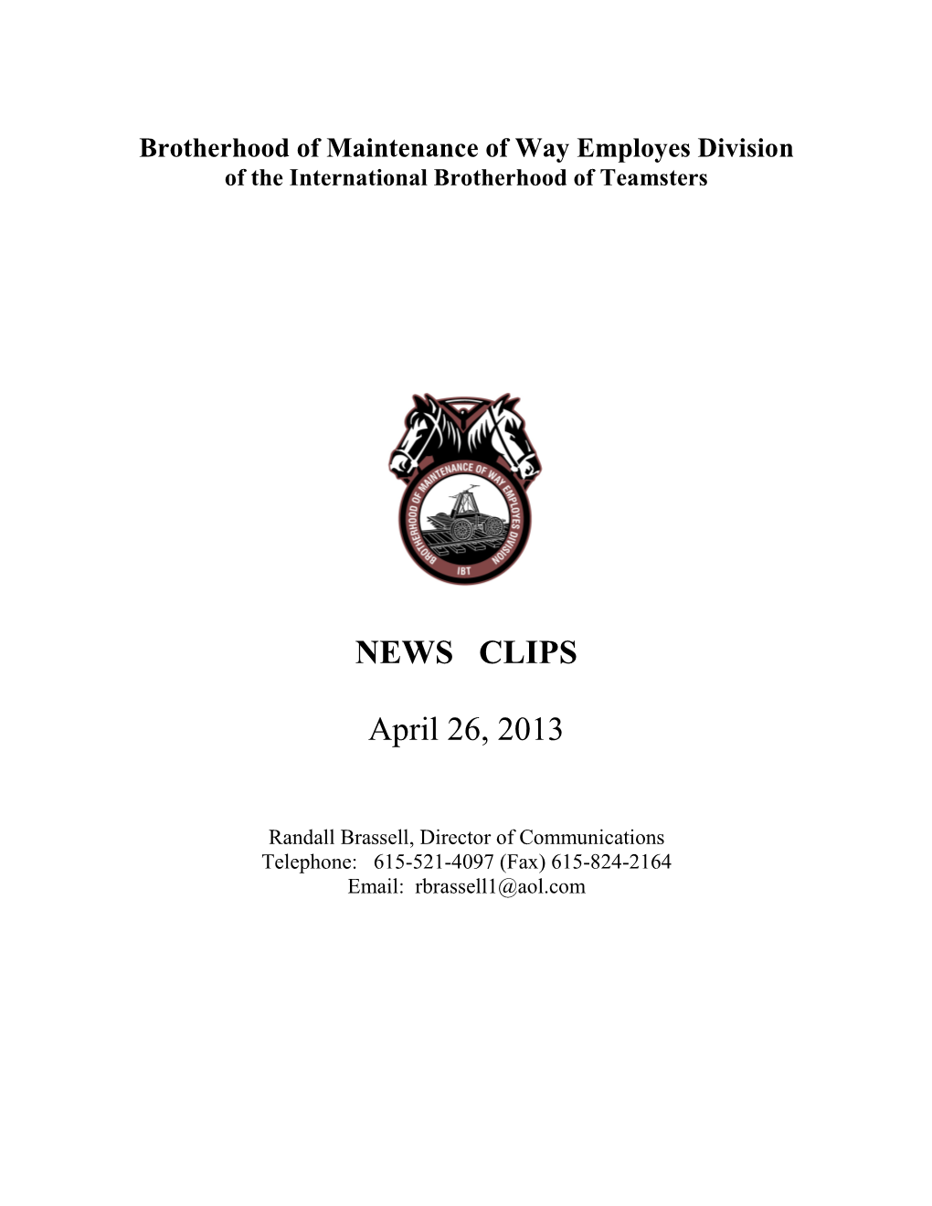 NEWS CLIPS April 26, 2013