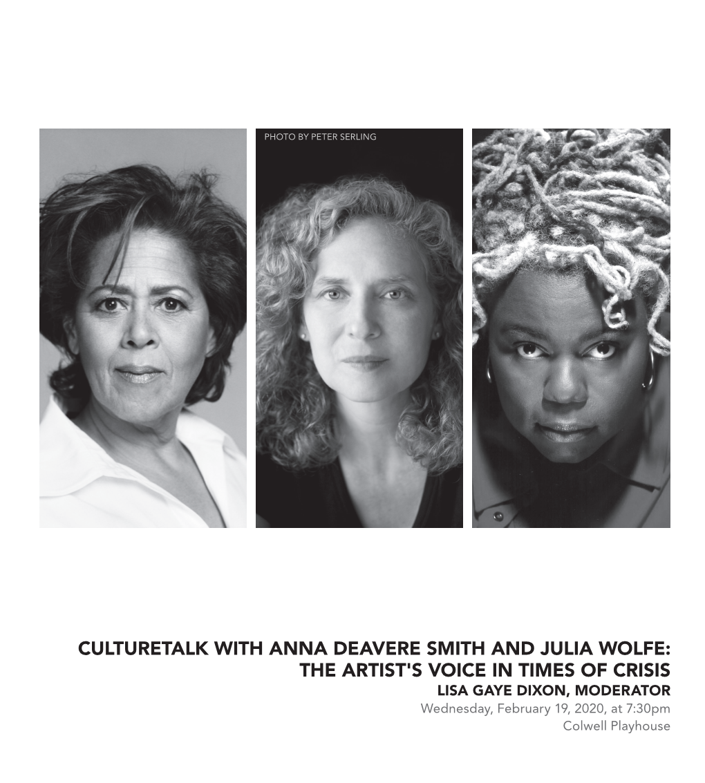 Culturetalk with Anna Deavere Smith and Julia Wolfe