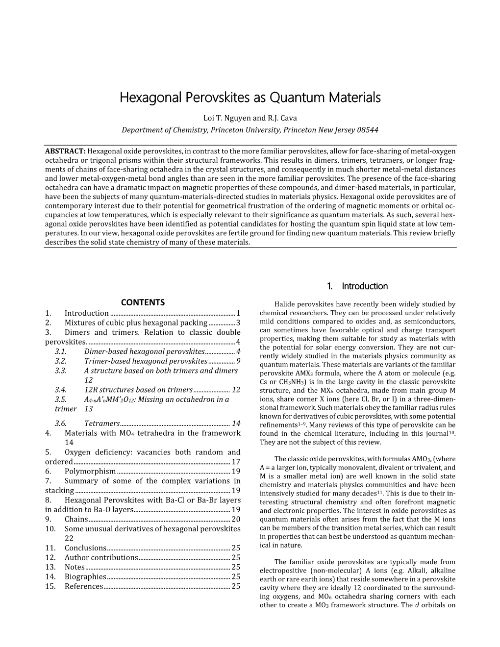 Hexagonal Perovskites As Quantum Materials