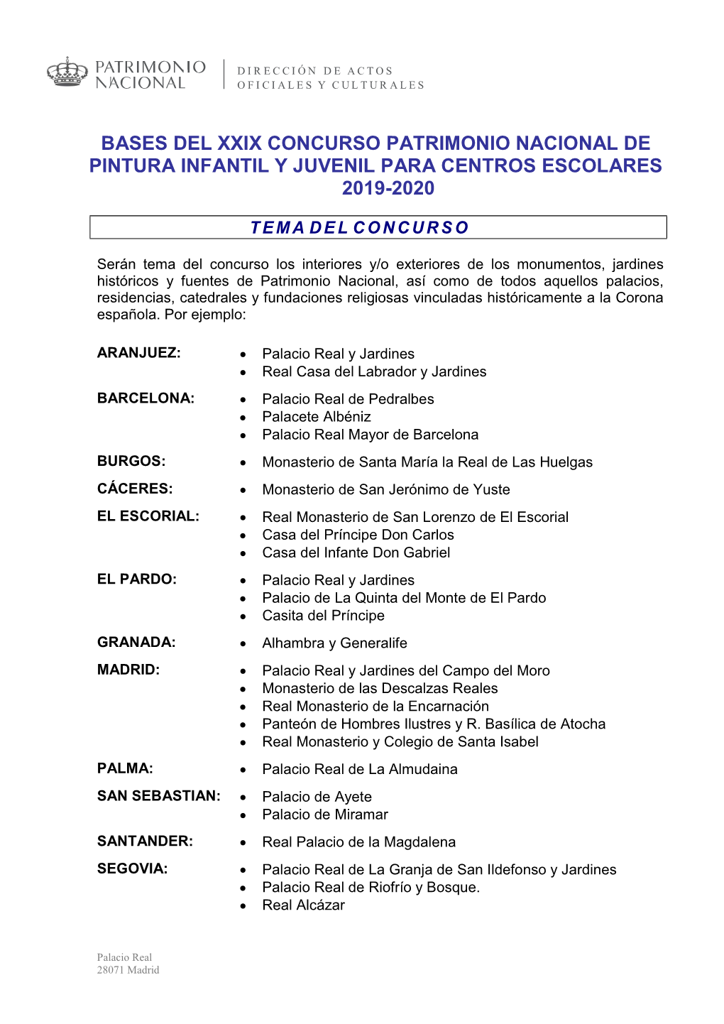 Bases Del Xxix Concurso Patrimonio Nacional De Pintura Infantil Y Juvenil Para Centros Escolares 2019-2020