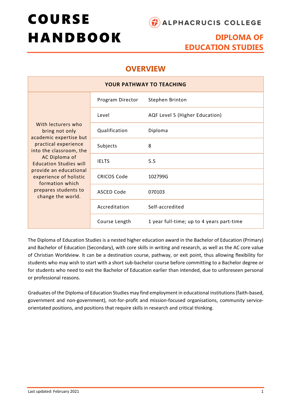 Course Handbook