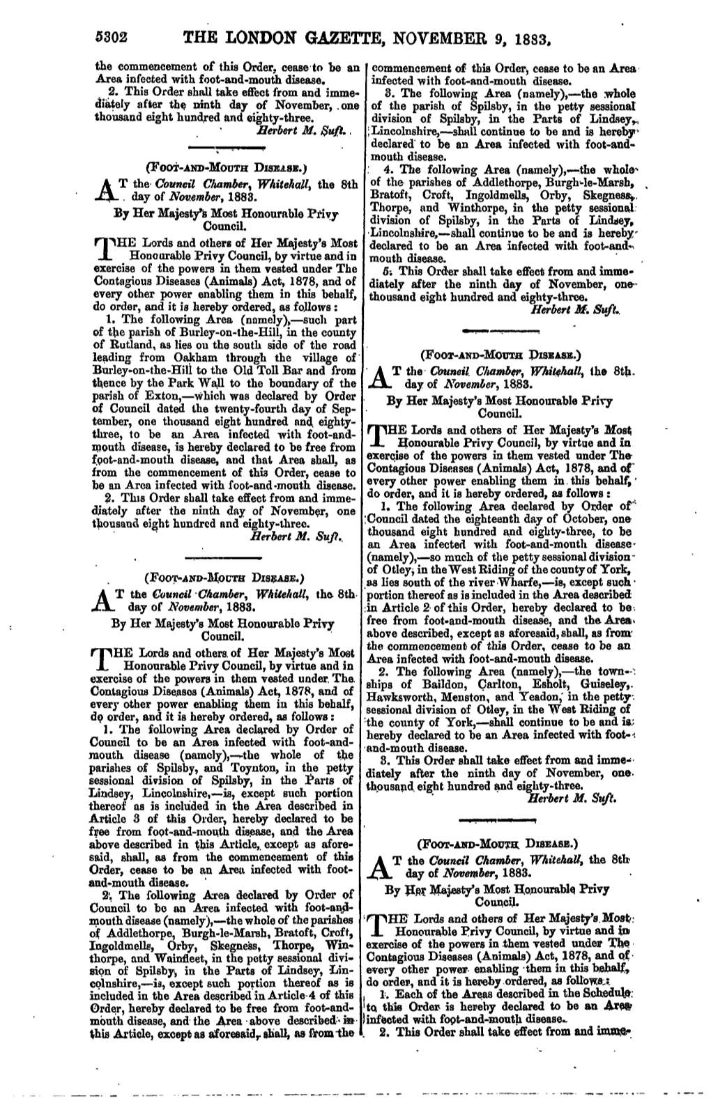 The London Gazette, November 9, 1883