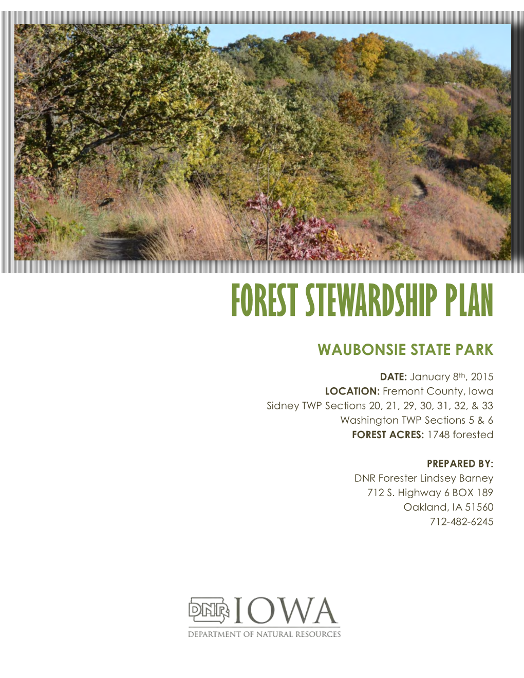 Waubonsie State Park Forest Stewardship Plan